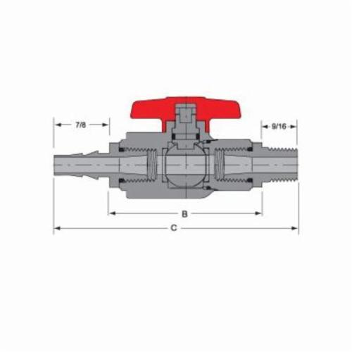 Spears 1529-002, PVC Lab Ball Valve, 1/4 in | Cooney Brothers