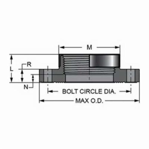 PVC SCH80 ONE-PIECE FLANGE SOCKET, ANSI 150PSI