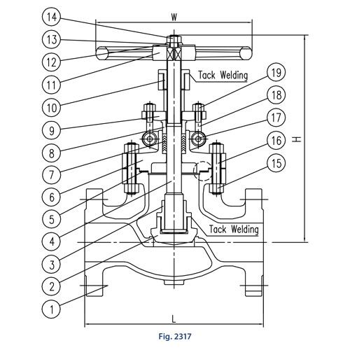 Aloyco FIG 2317 Globe Valve Line Drawing