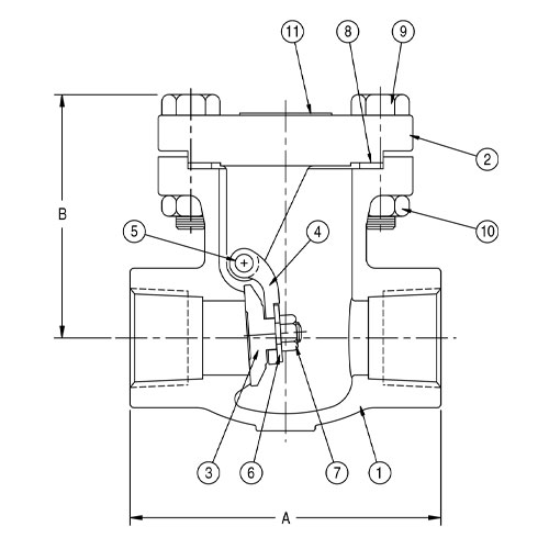 Aloyco FIG 2374 Swing Check Valve Line Drawing