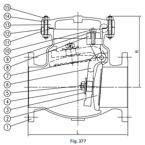 Aloyco FIG 377 Swing Check Valve Line Drawing