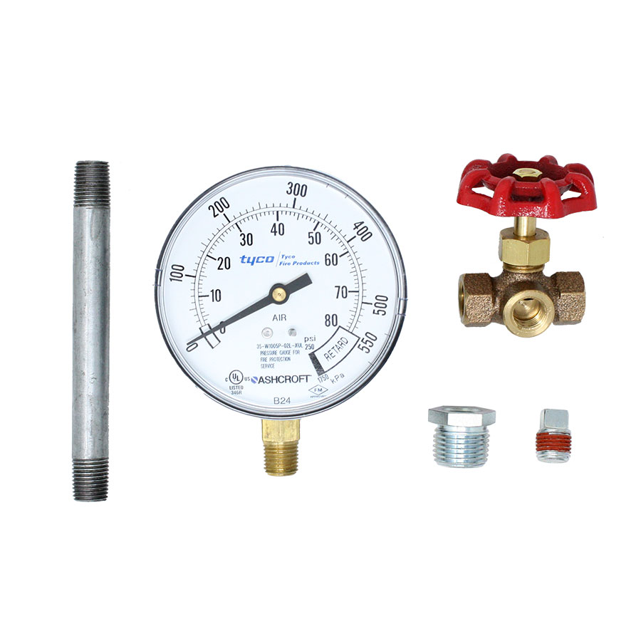 Fire Protection Riser Air Gauge Kit Components