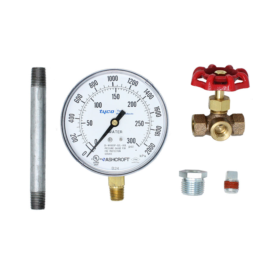 Fire Protection Riser Water Gauge Kit Components