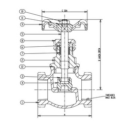 CRANE 382P Series Globe Valve Illustration